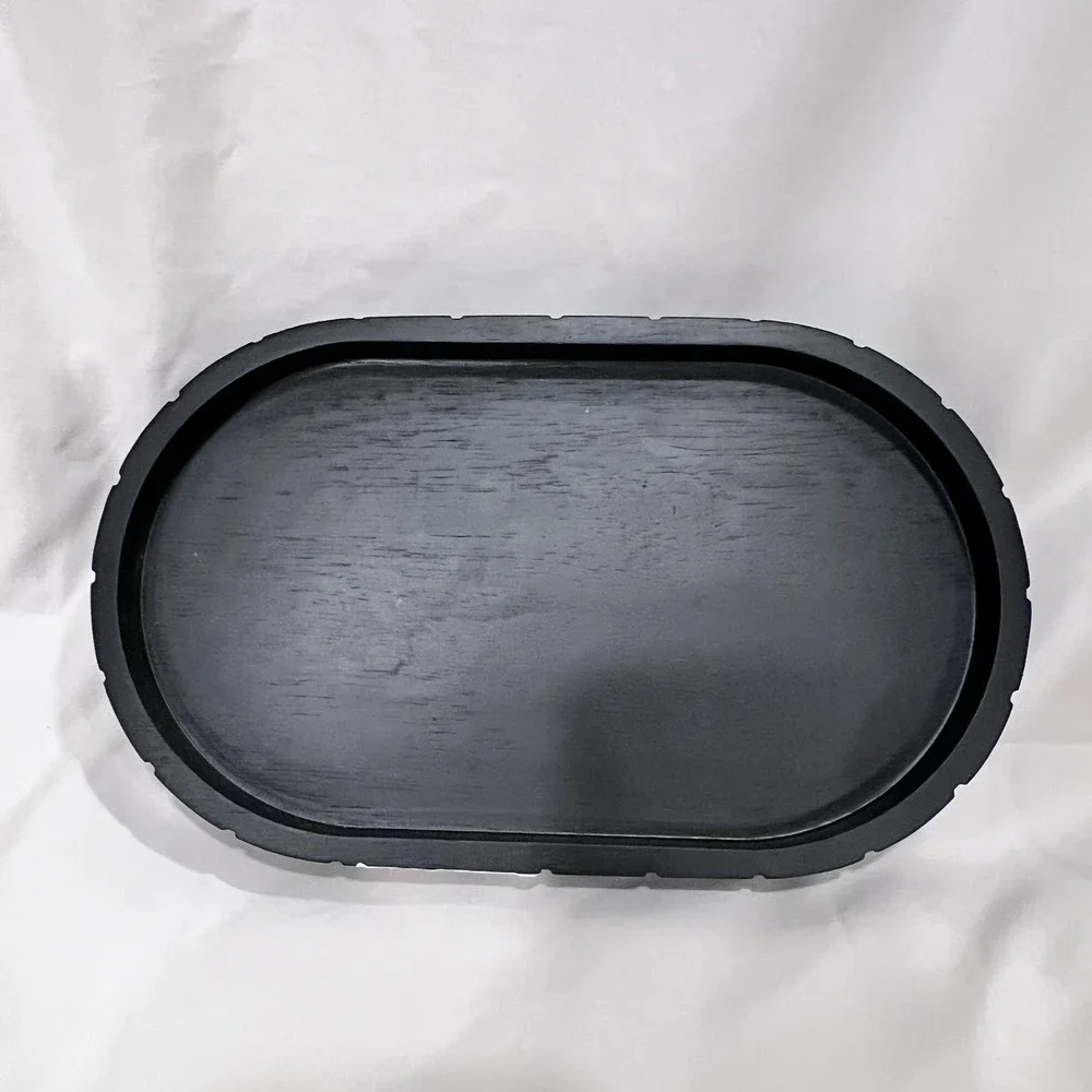Haven 2 Piece Vanity Tray Set Frosted Glass Jar and Wood Tray